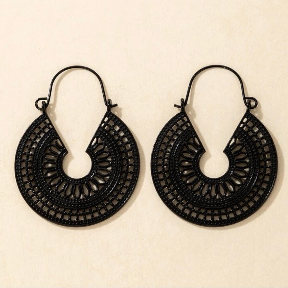 Elegant Black Hoop Earrings